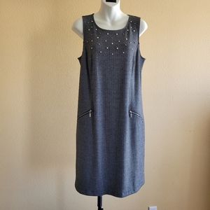 NWT Apt.9 Charcoal Pearl's Sheath Dress Scoop Neck Size L